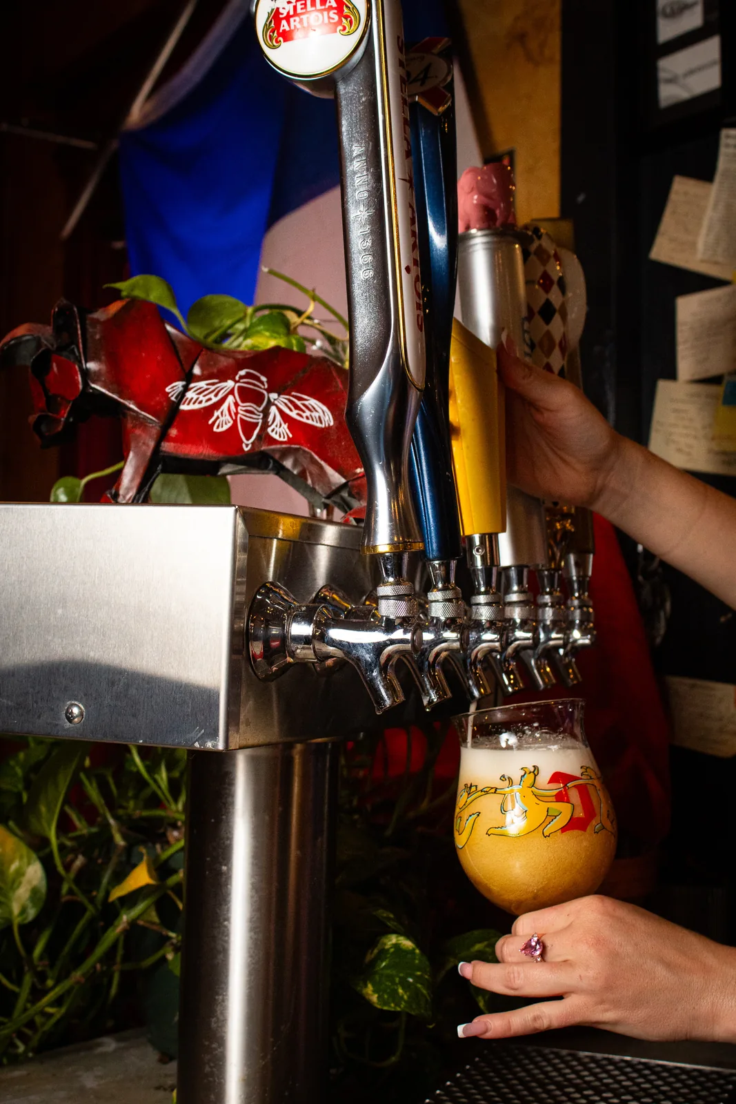 Draft beer being poured